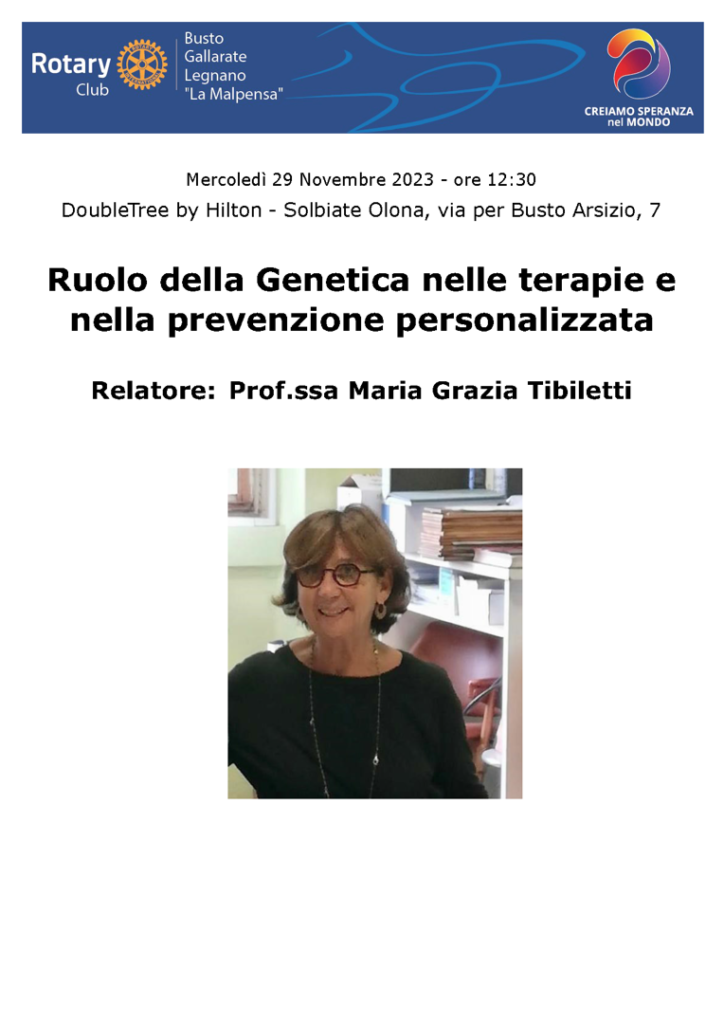 Tibiletti - Ruolo della Genetica nelle terapie e nella prevenzione personalizzata - 29 11 2023